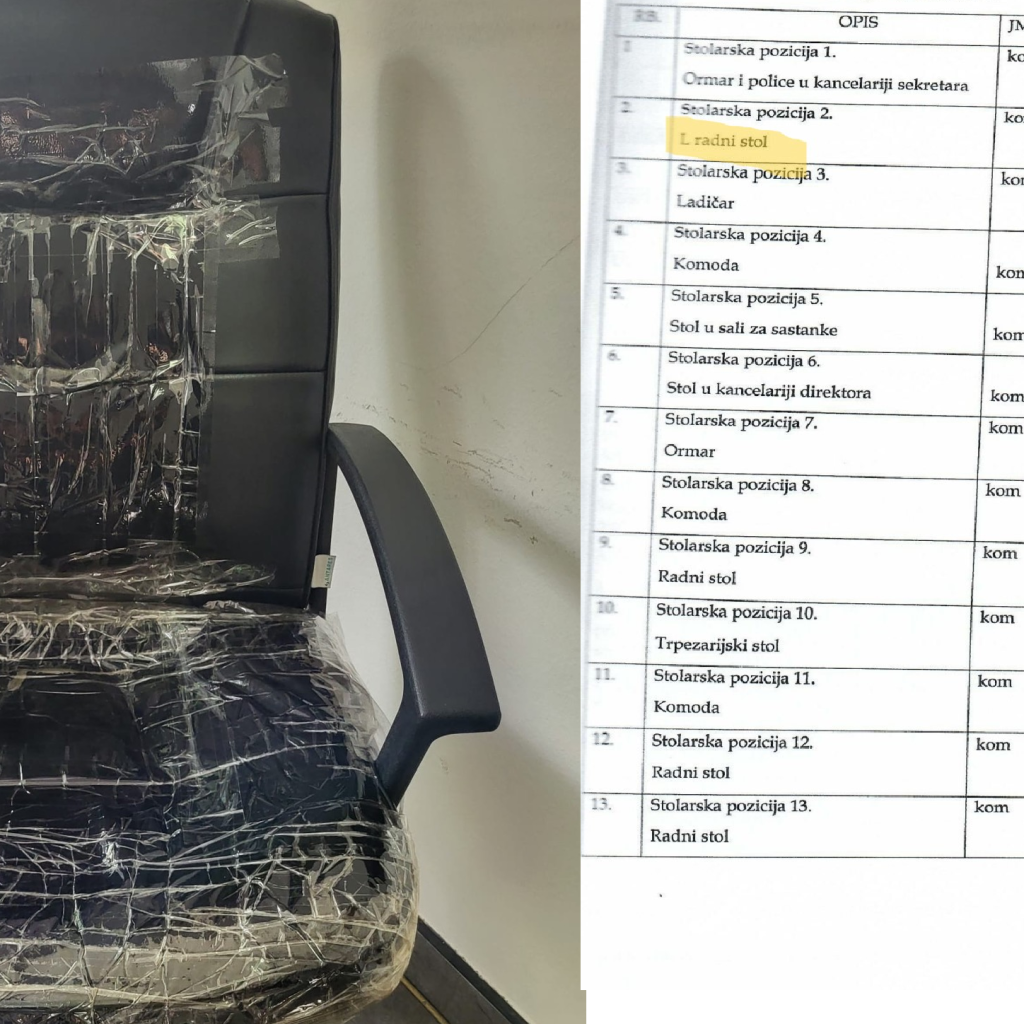 JU Dom zdravlja Travnik ; 41.500KM za adminstraciju,medicinskim tehničarima zaljepljene stolice